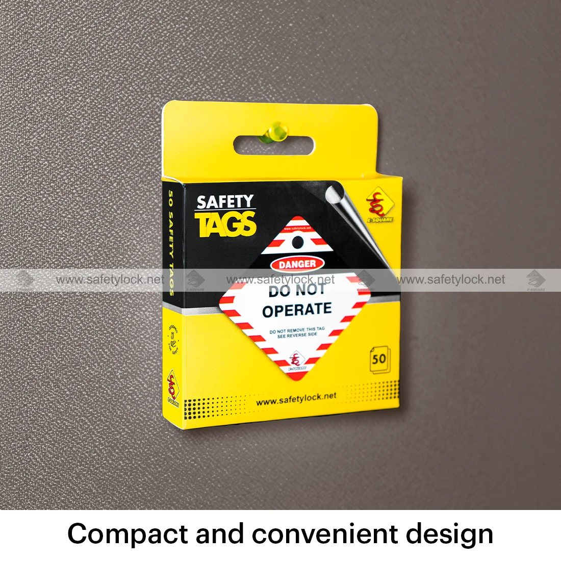 compact and convenient design square safety tags box