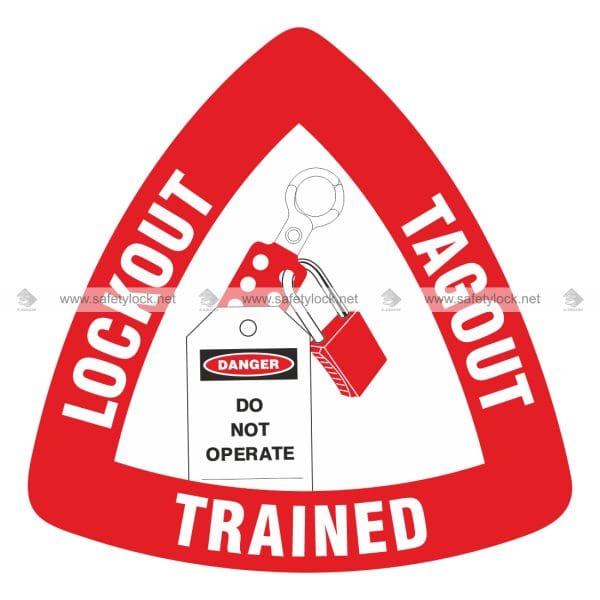 Safety Hard Hat Label Triangular - Lockout Tagout Trained - E-Square
