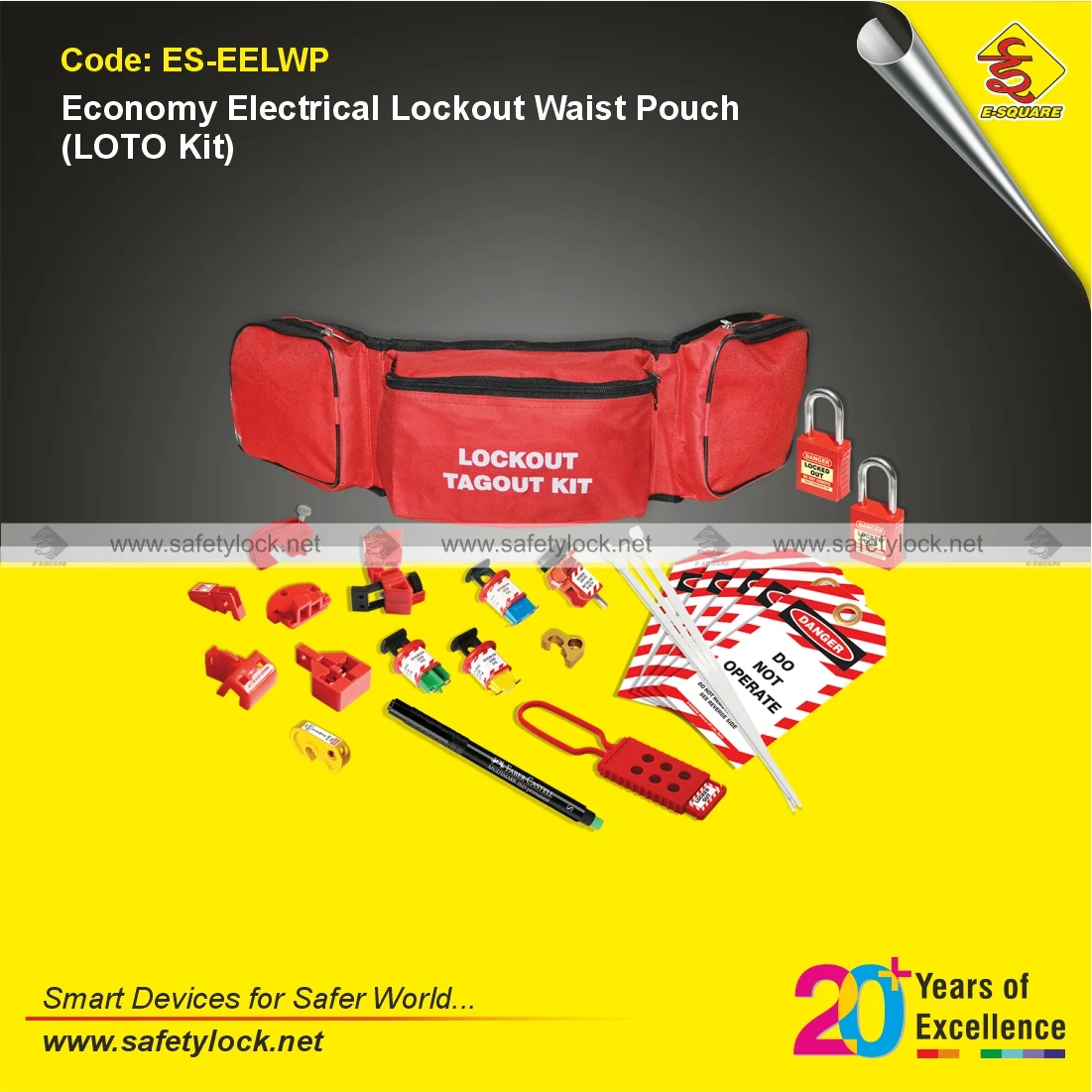 Economy Electrical Lockout Waist Pouch for LOTO Safety Applications by E-Square Alliance
