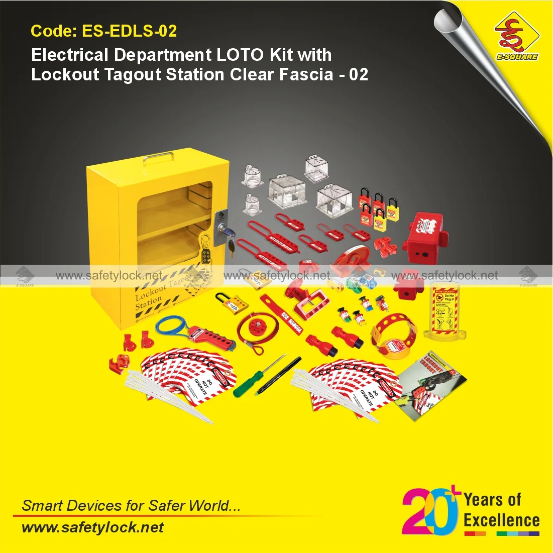 Electrical Department LOTO Kit with Lockout Tagout Station Clear Fascia for Group Lockout Procedures
