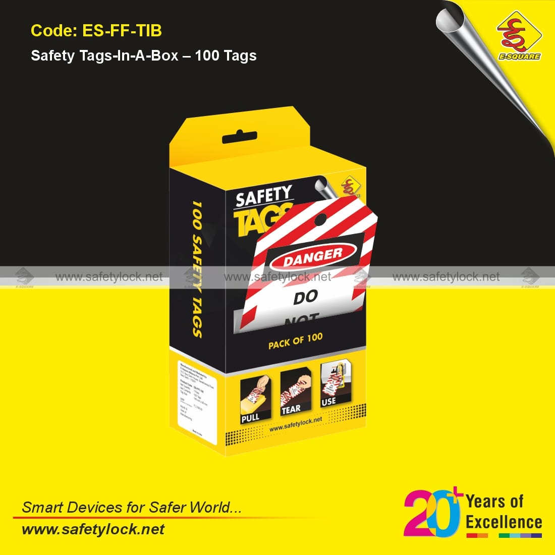 Fan Fold Tags in a Box with 100 Tags for Industrial Safety Identification and Equipment Tagging Applications
