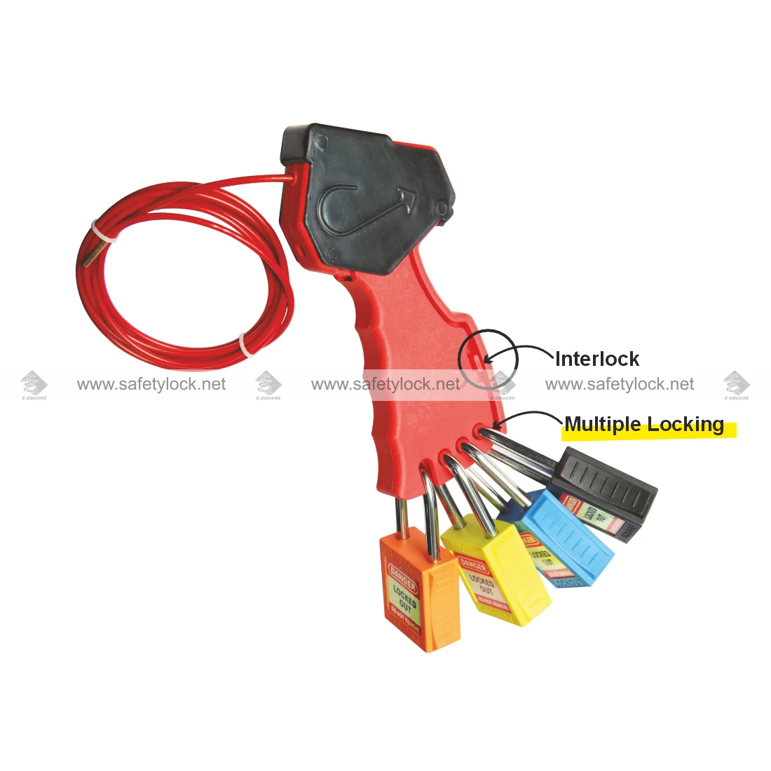 grip type multipurpose cable lockout with padlocks