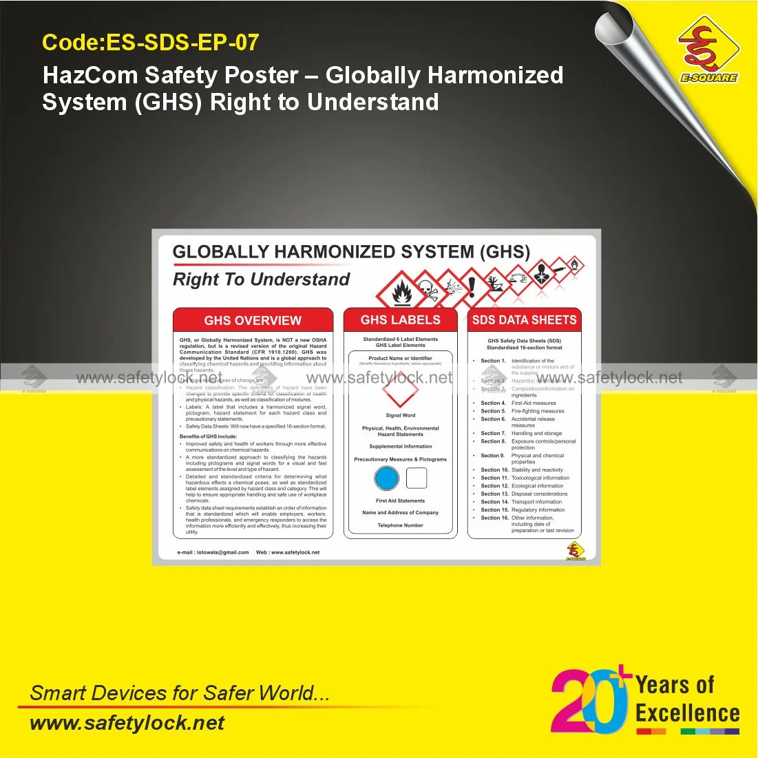 HazCom Safety Poster Explaining the Globally Harmonized System GHS Right to Understand for Industrial Safety Training