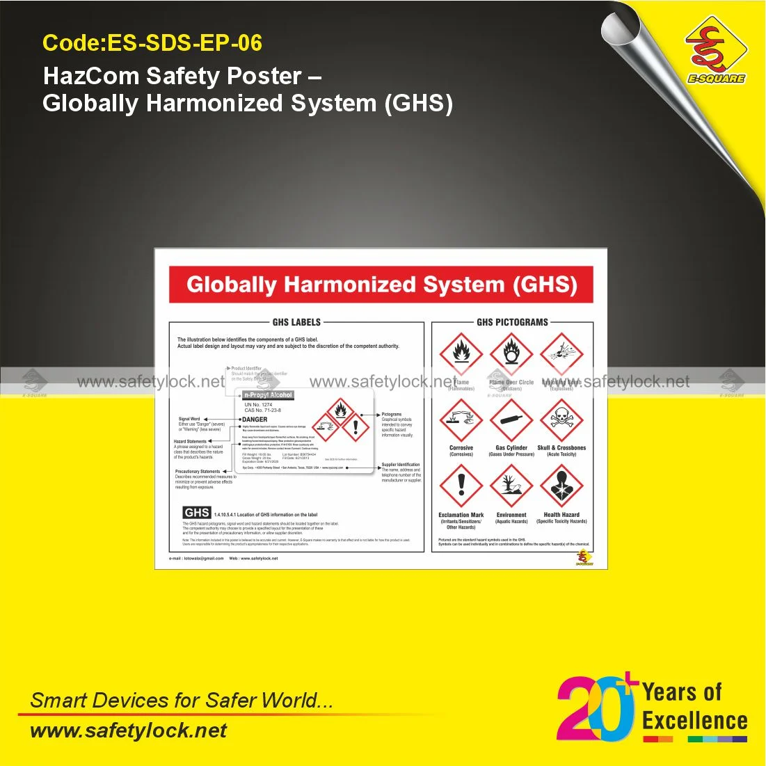 HazCom Safety Poster Explaining the Globally Harmonized System GHS for Workplace Hazard Communication Training