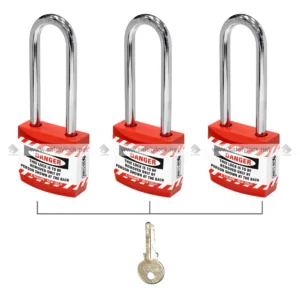 jacket padlock with long shackle red colour