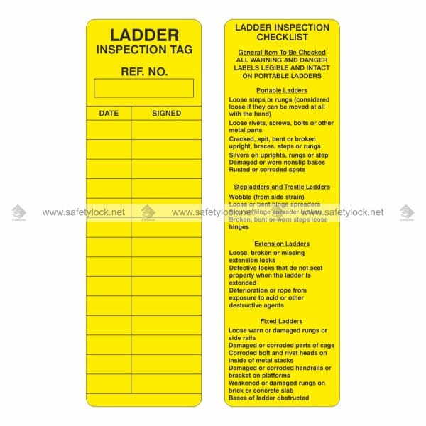 Yellow Ladder Inspection Tag for Slim Property Tag Holder