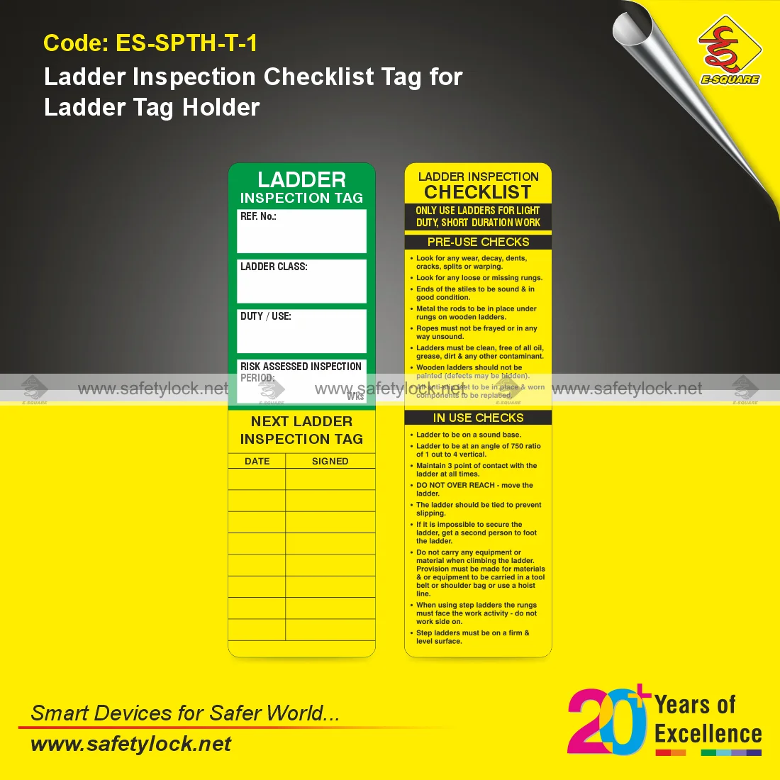 ladder inspection tag for ladder tag holder