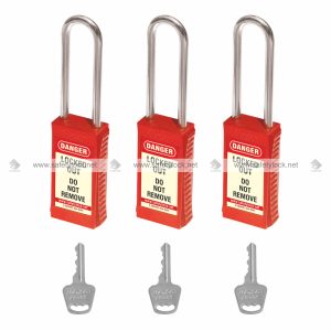 lockout padlock with long body and long shackle