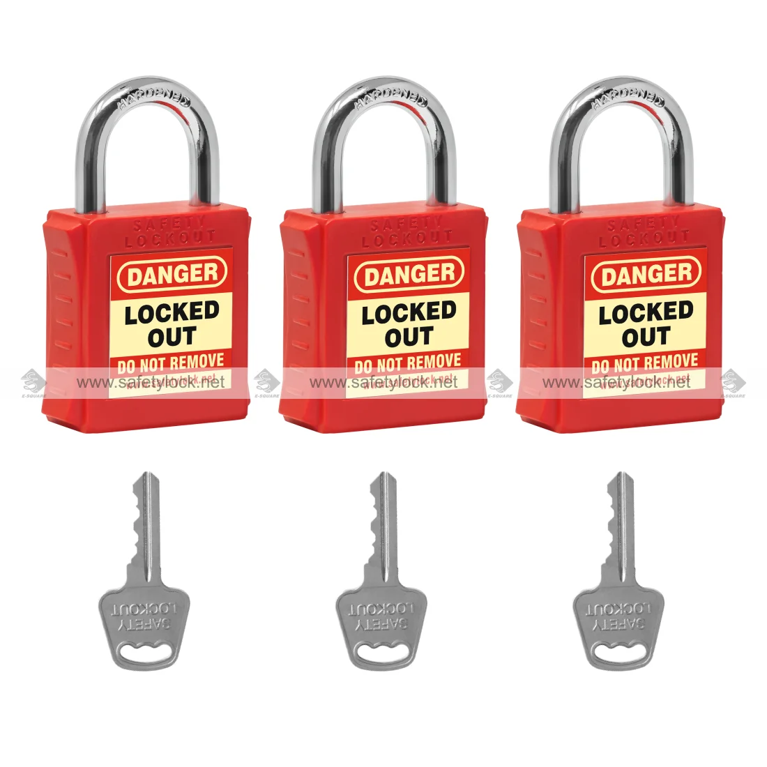 lockout safety padlock with 25 mm steel shackle