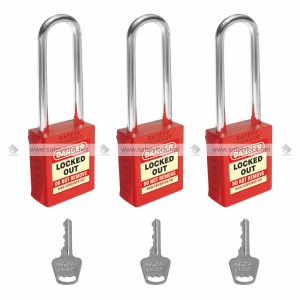 lockout safety padlock with long steel shackle