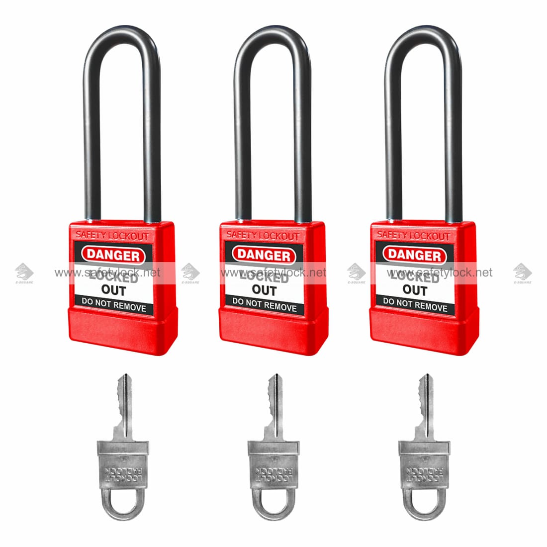 lockout safety padlock with long steel shackle with PVC sleeve