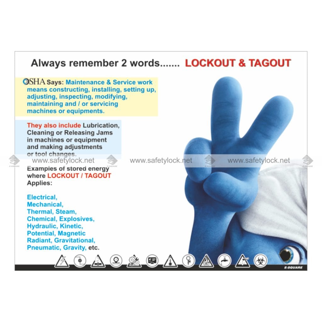 Safety Poster - Always Remember 2 Words Lockout and Tagout