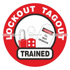 Lockout Tagout Trained - Hard Hat Labels - Circular Ssize