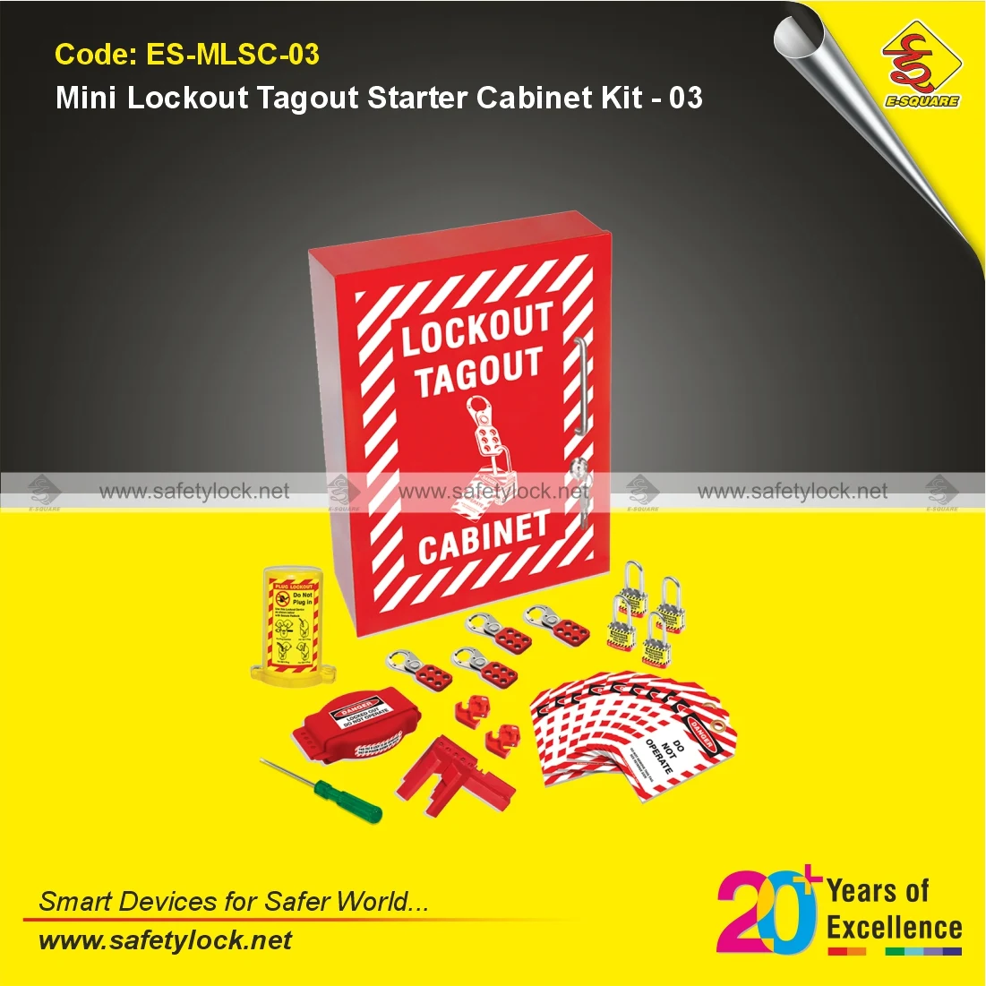 Mini Valve and Electrical Lockout Kit with Lockout Tagout Cabinet for LOTO Safety Applications by E-Square Alliance