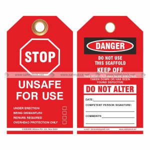 red color danger scaffolding tags