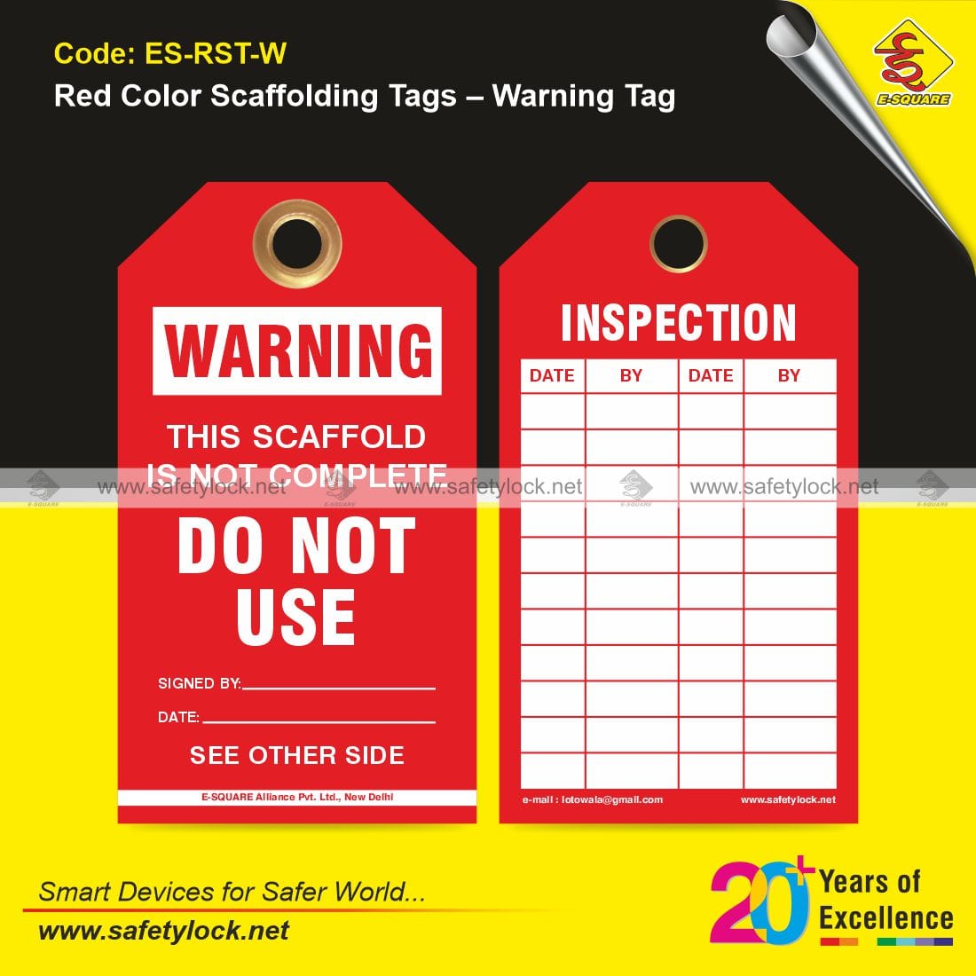 red color warning scaffolding tags