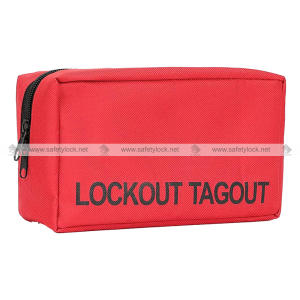 red lockout tagout bag
