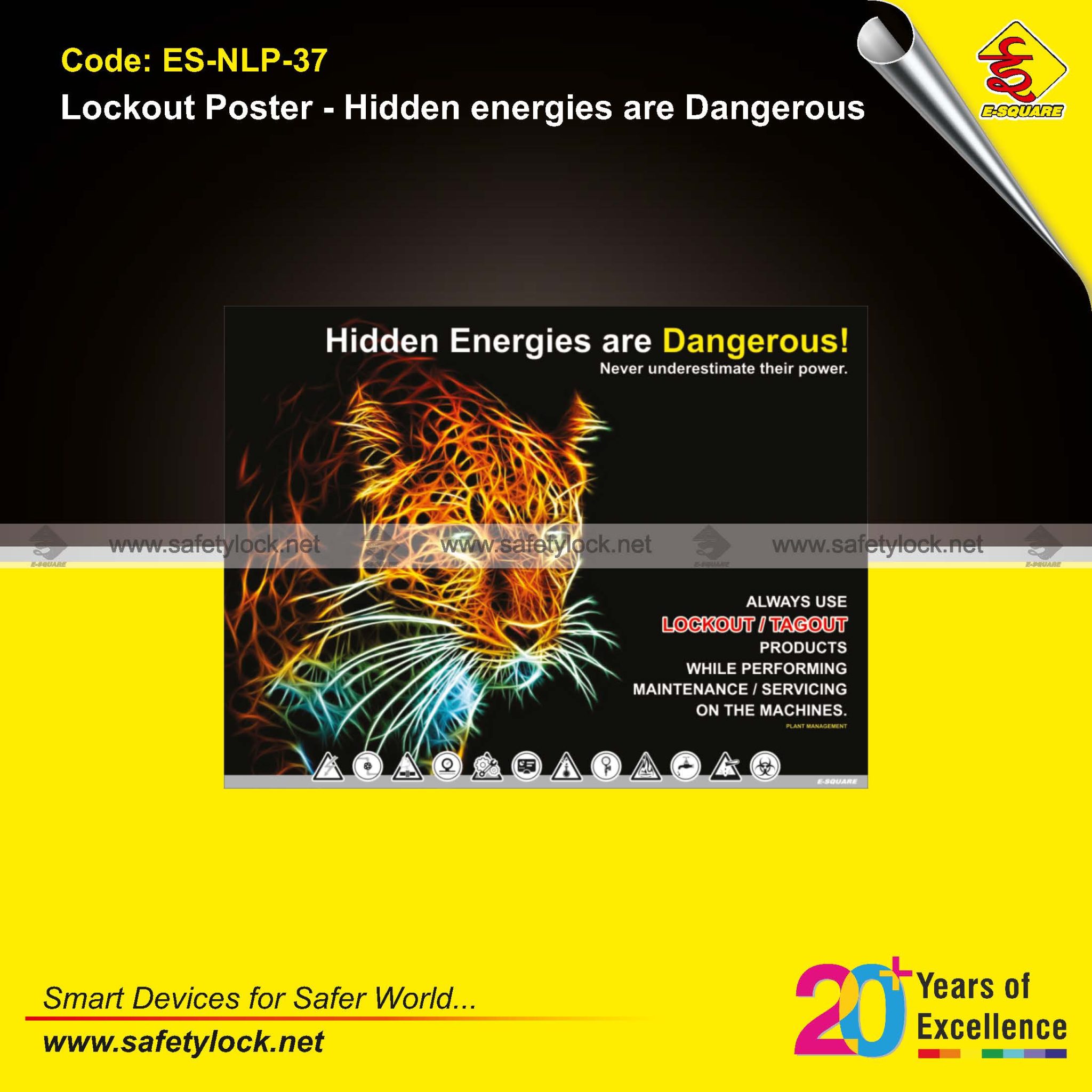 Lockout Safety Poster - Hidden Energies are Dangerous - E-Square
