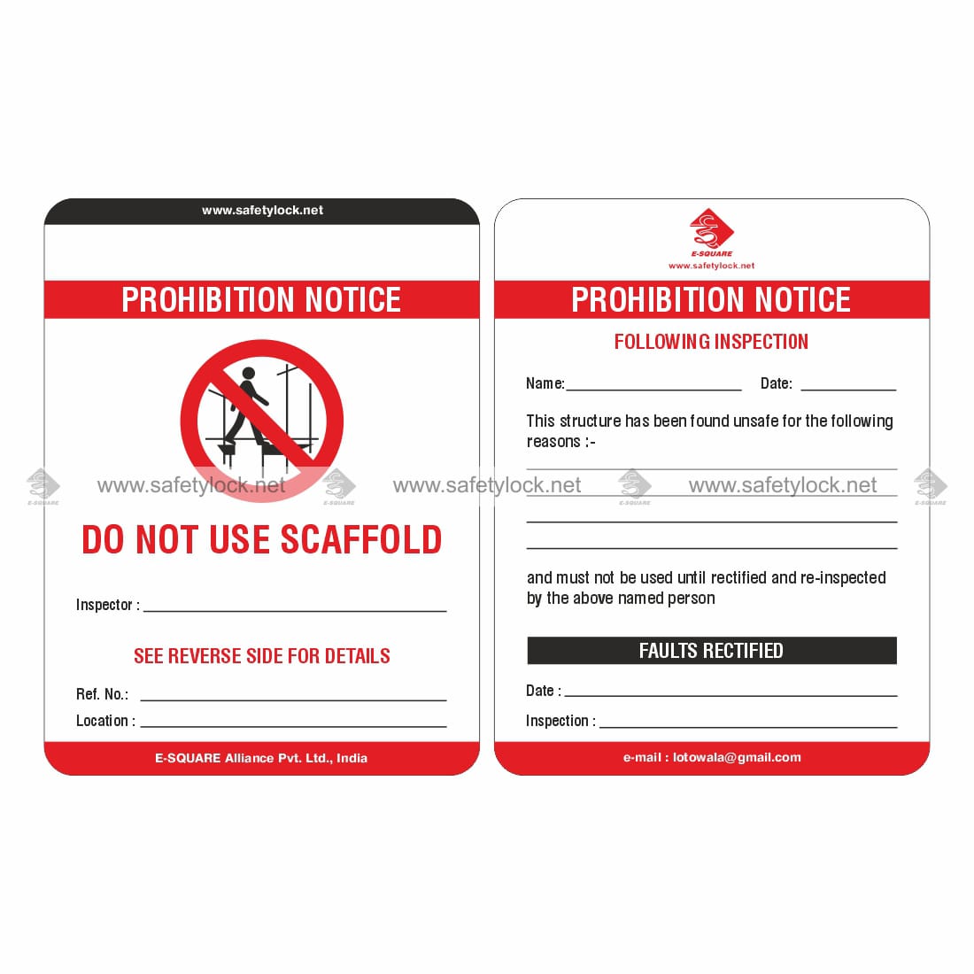 scaffolding tags prohibition notice