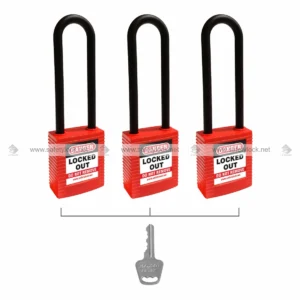 Red Series 3 PLSP Di-Electric Padlock with 85 mm Nylon Shackle Key Alike for LOTO Safety Applications by E-Square Alliance