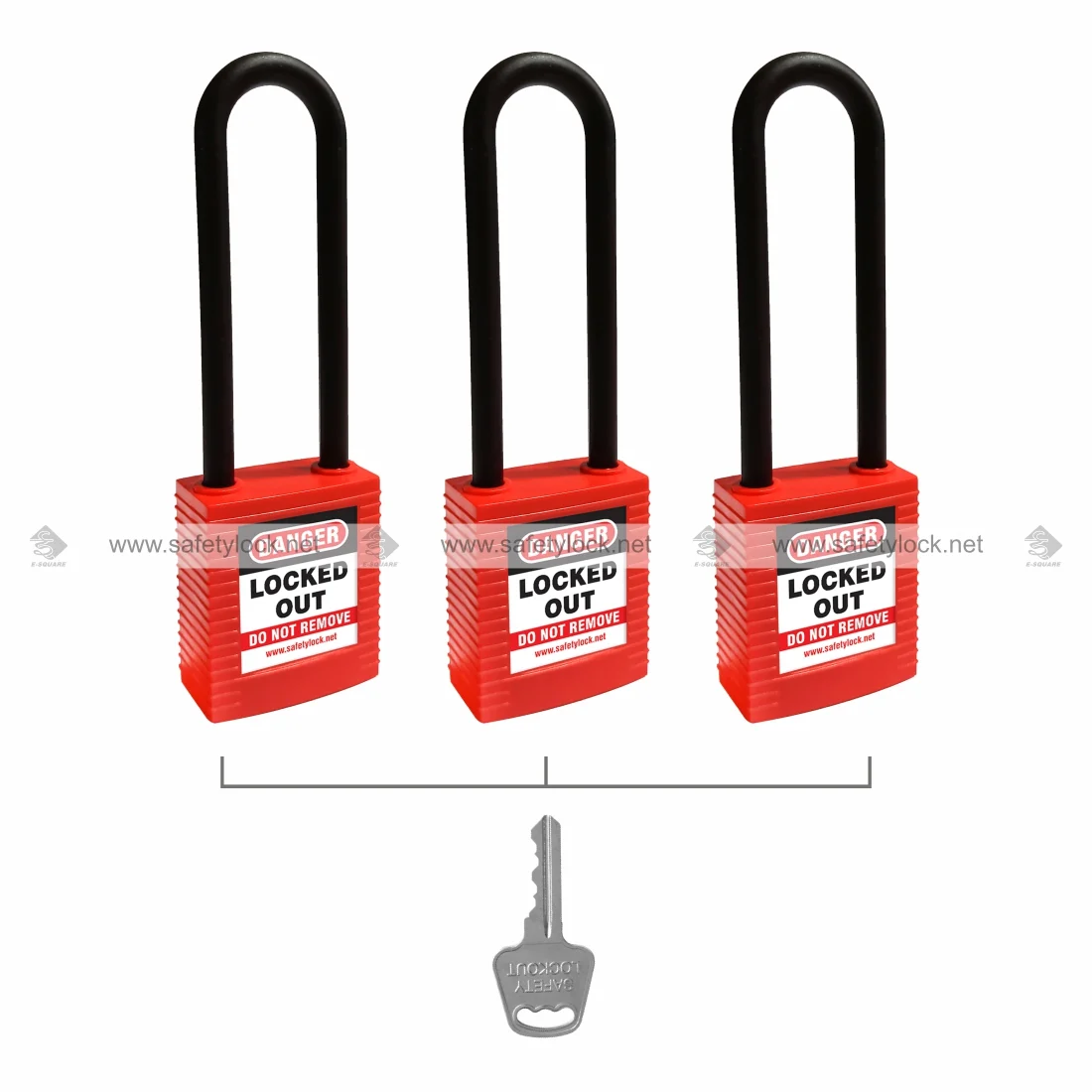 Red Series 3 PLSP Di-Electric Padlock with 85 mm Nylon Shackle Key Alike for LOTO Safety Applications by E-Square Alliance