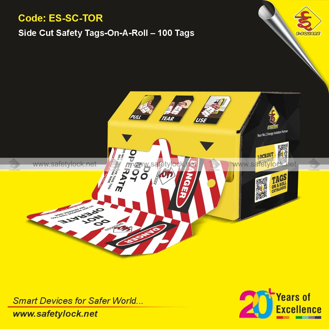 Side Cut Safety Tags on a Roll with 100 Tags for Workplace Safety Identification and Equipment Tagging Applications