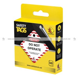 square safety tags in a box