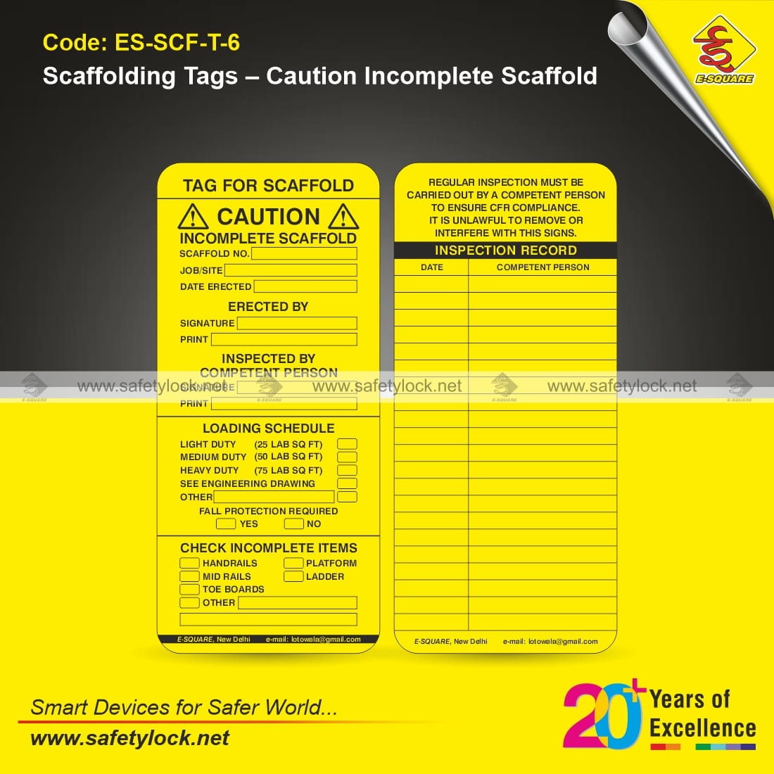 types of scaffolding tags and holders