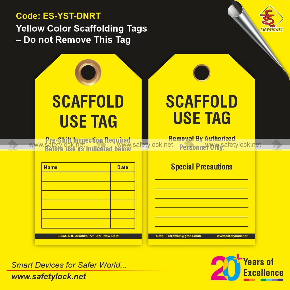 yellow color scaffold tags