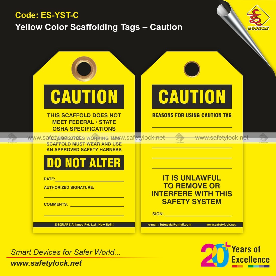yellow color scaffolding tags manufacturer