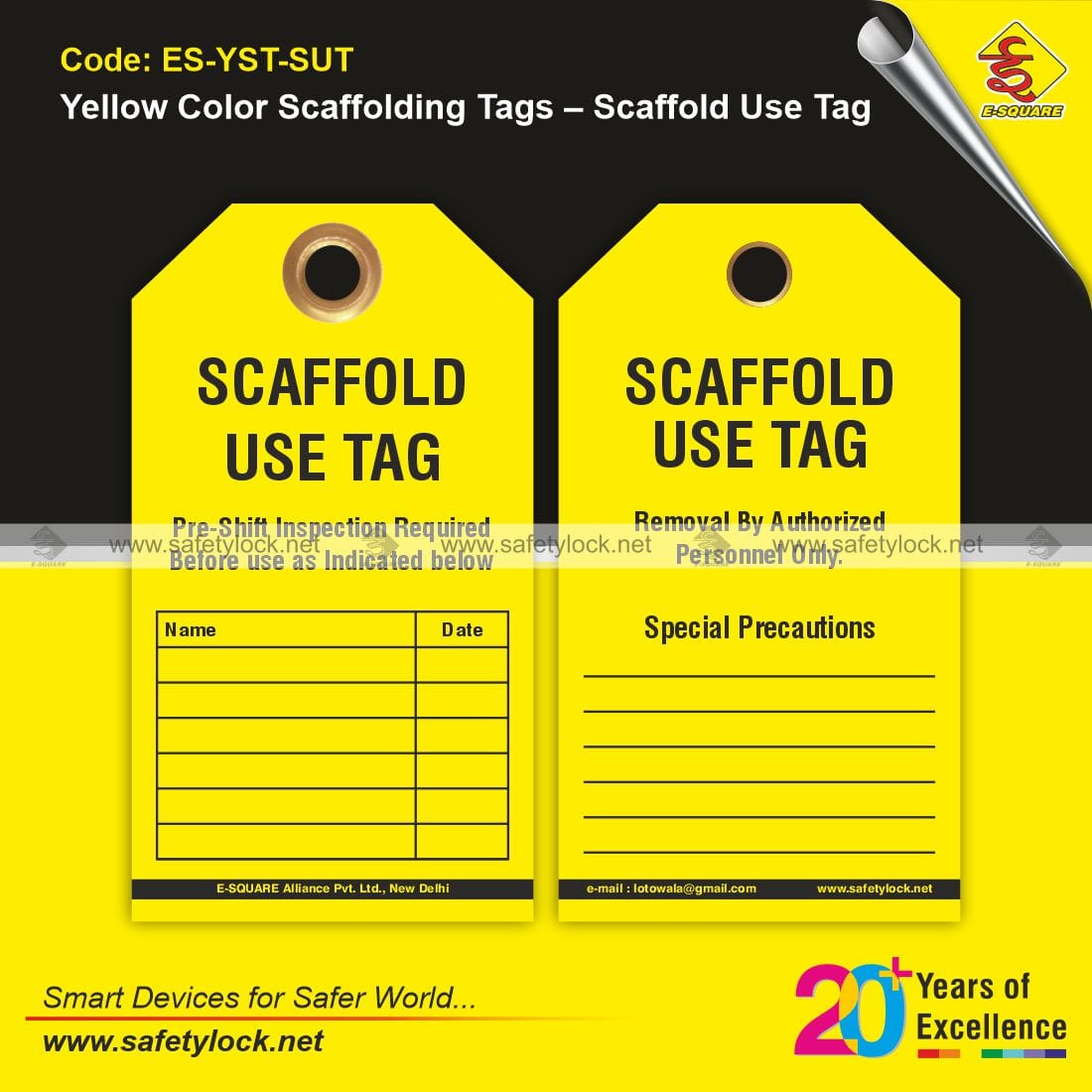 yellow color scaffolding tags supplier