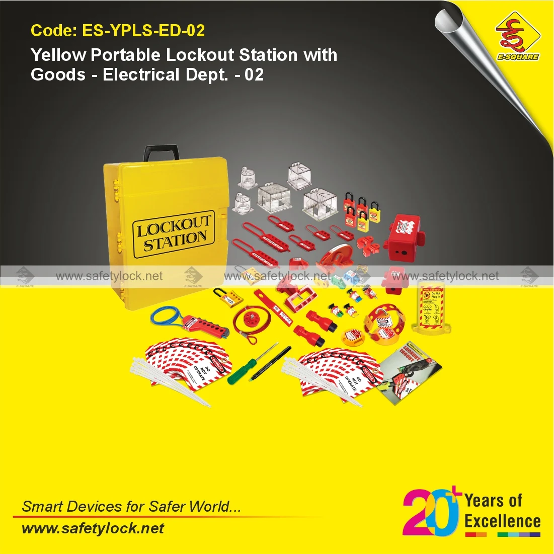 Yellow Portable Lockout Station with Goods for Electrical Department for Industrial Safety Lockout Programs