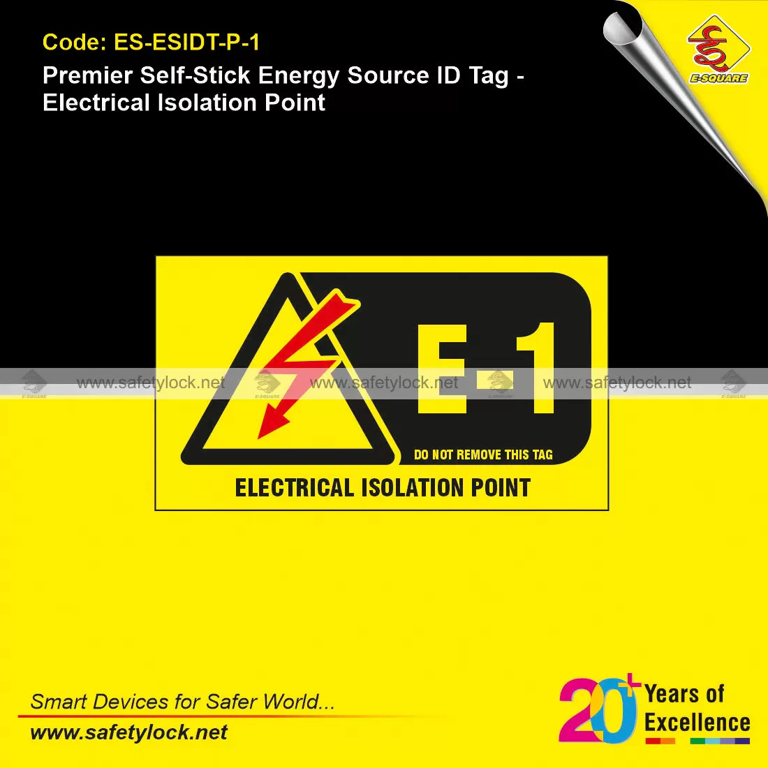 Electrical Isolation Point Premier Sticky Energy Source ID Tag