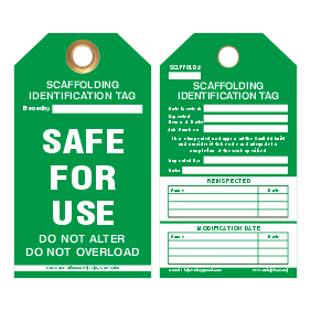 Green Color Scaffolding Tags