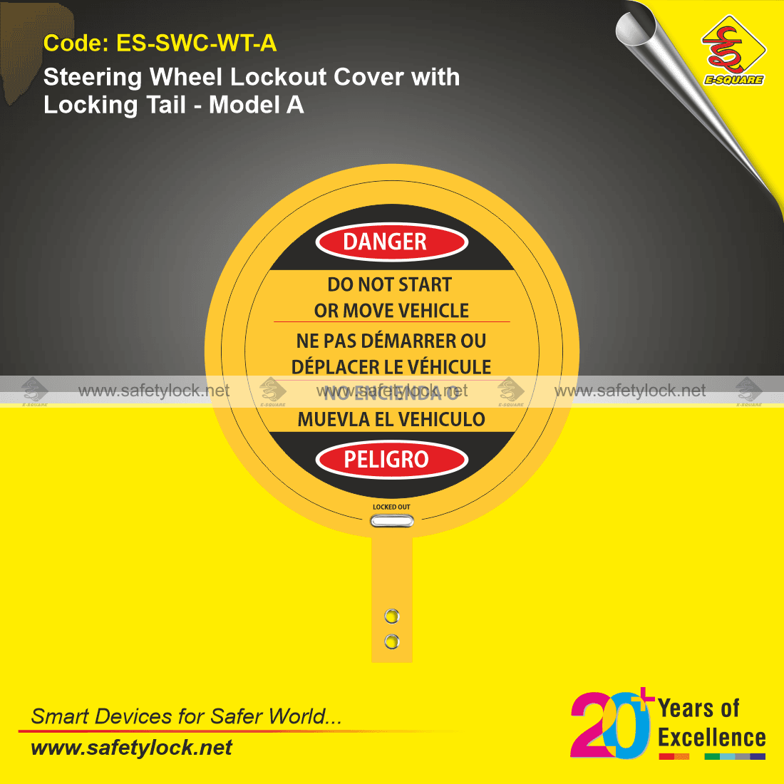 bi-lingual steering wheel cover with locking tail