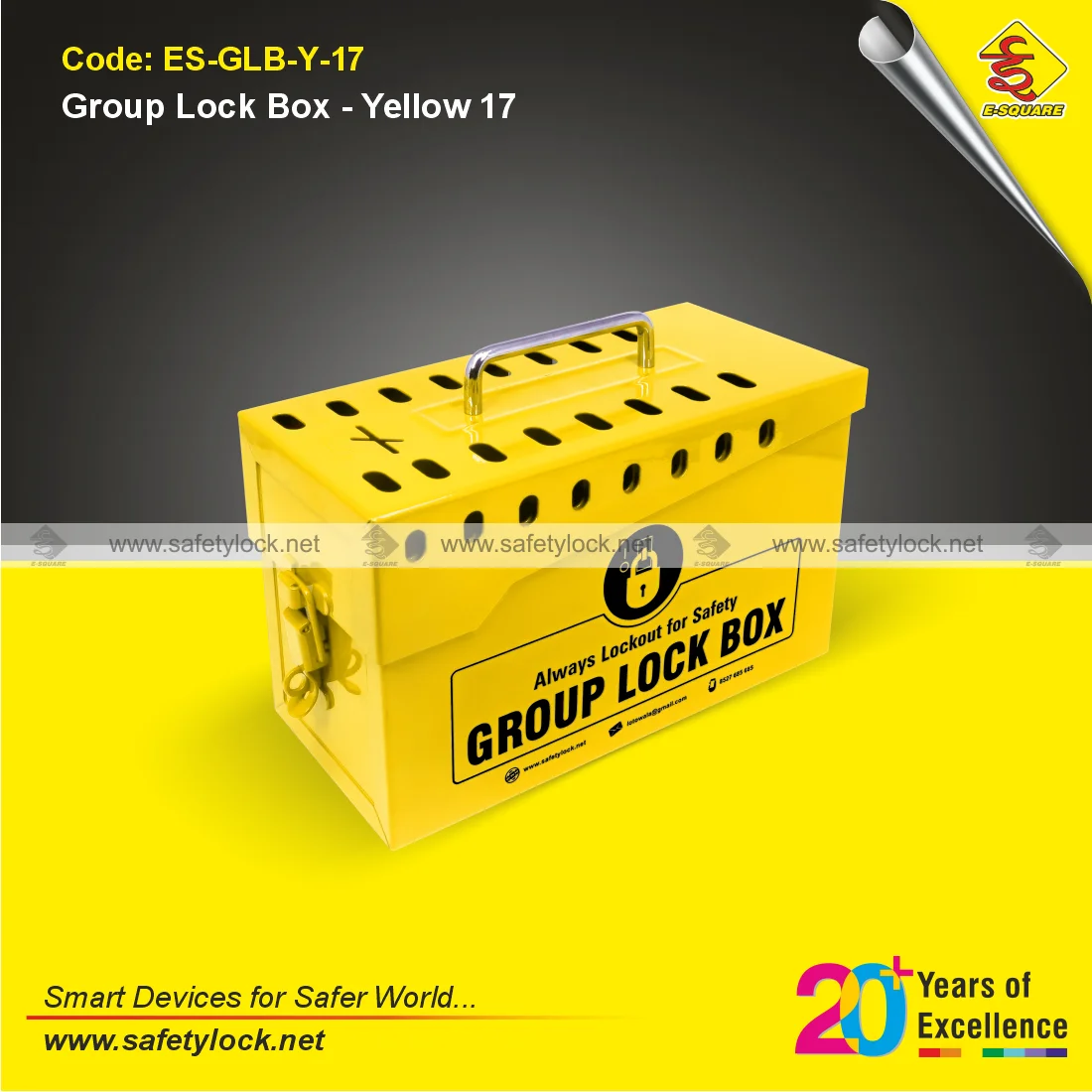 group lock box with 17 holes yellow colour