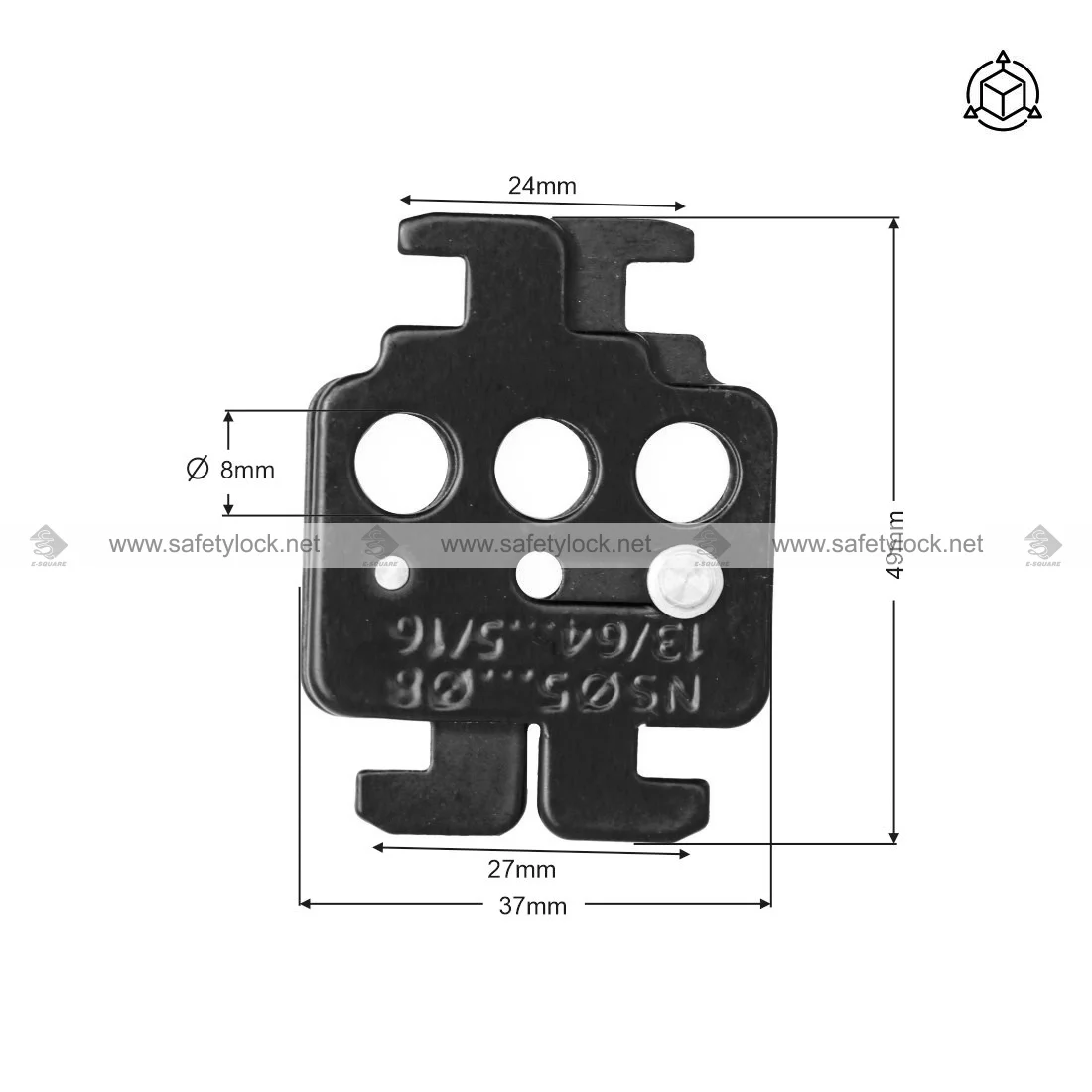 two way black mg toggle hasp device dimension