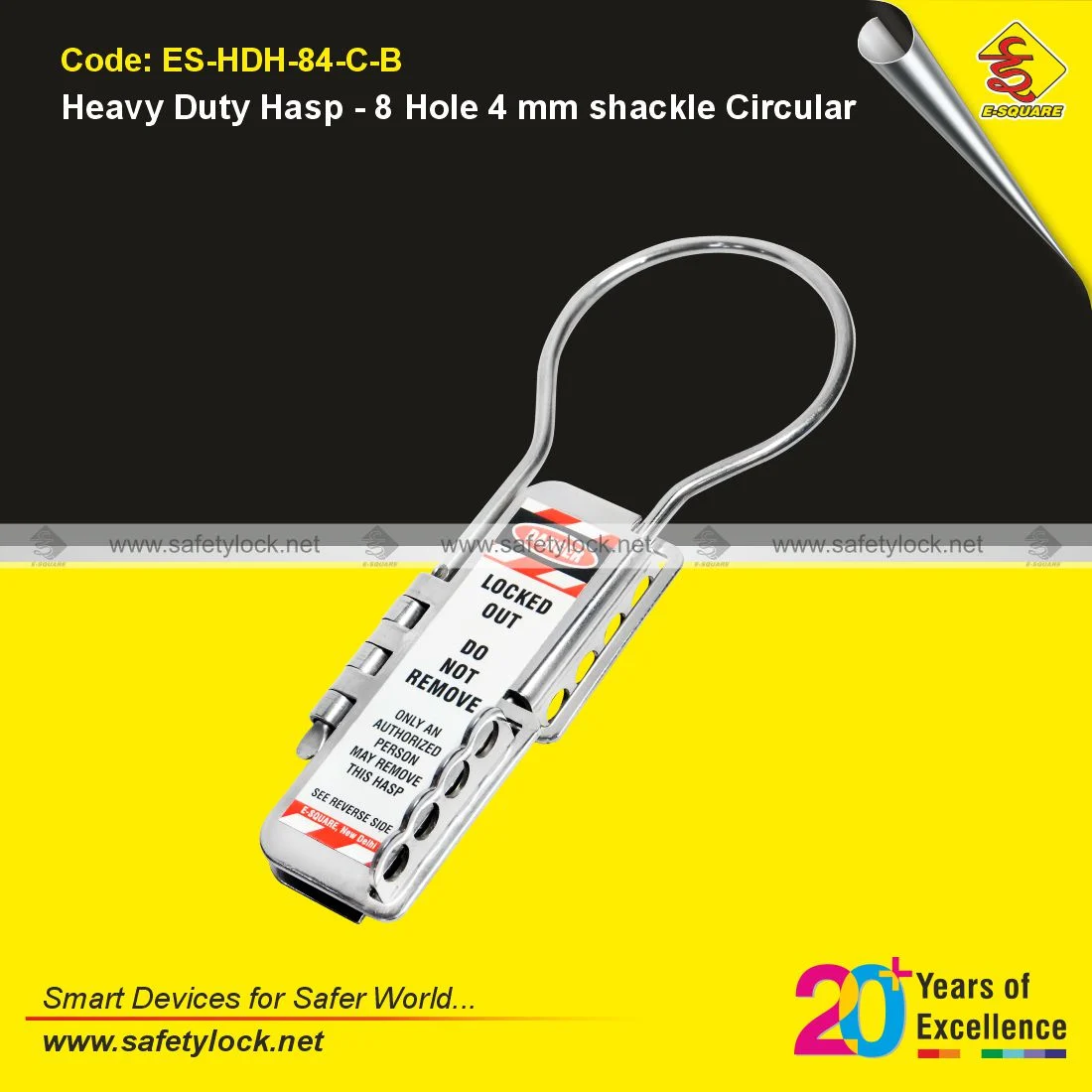 Heavy Duty Lockout Hasp with 8 Hole 4 mm Circular Shackle for Lockout Tagout Safety Applications