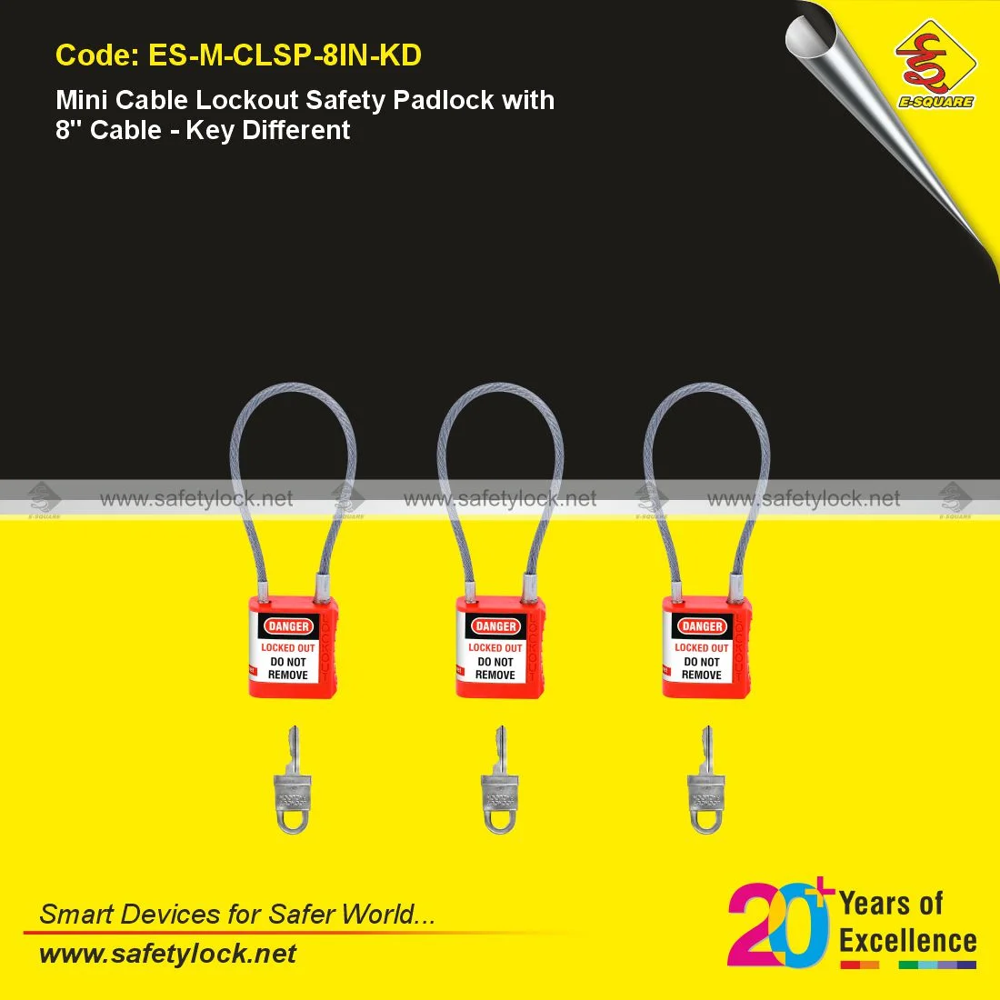 mini cable lockout padlock