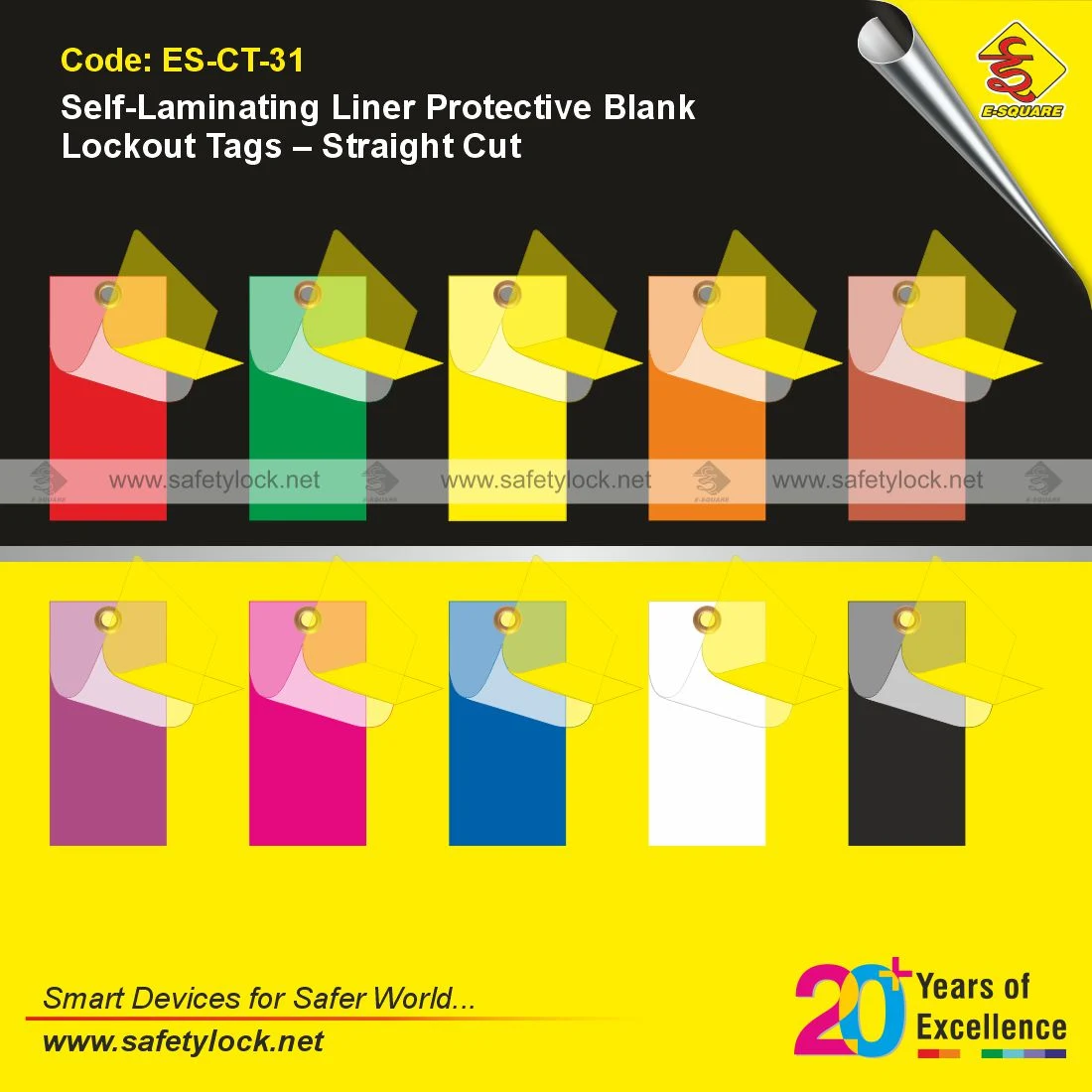 Self-Laminating Protective Blank Lockout Tags with Straight Cut for Standard LOTO Procedure Compliance