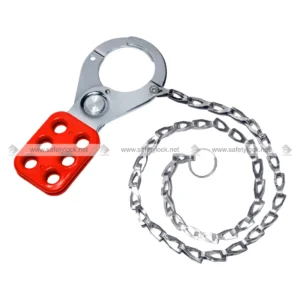 Vinyl Coated Premier Lockout Hasp with Chrome Plated Finish and 24-inch Stainless Steel Chain for Industrial Safety, Group Lockout, and Equipment Isolation by E-Square Alliance