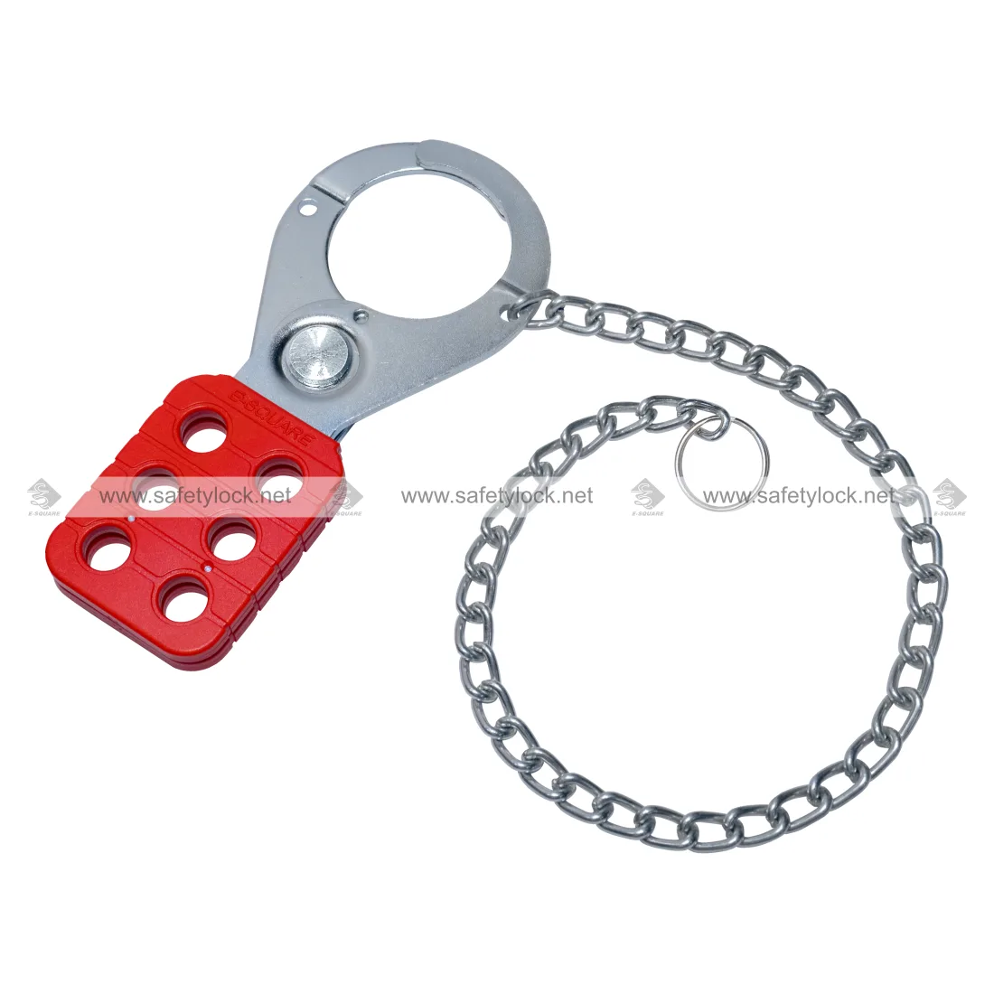 Vinyl Coated Premier Lockout Hasp with Zinc Finish and 12-inch Zinc Plated Metal Chain for Worker Protection, Machine Maintenance, and Energy Isolation by E-Square Alliance