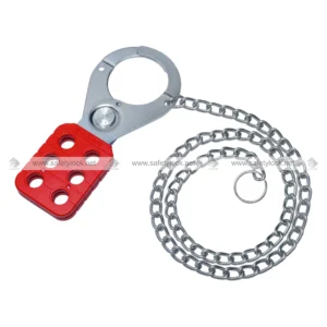 Vinyl Coated Premier Lockout Hasp with Zinc Finish and 24-inch Zinc Plated Metal Chain for Group Lockout, Industrial Safety, and Equipment Energy Isolation