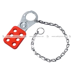 Vinyl Coated Small Lockout Hasp with Chrome Plated Finish and 12-inch Stainless Steel Chain for Lockout Tagout by E-Square Alliance