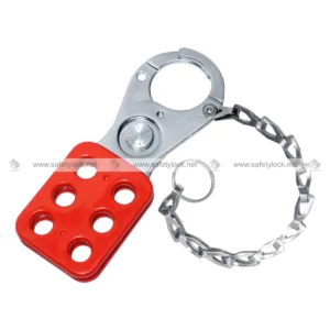 Vinyl Coated Small Lockout Hasp with Chrome Plated Finish and 6-inch Stainless Steel Chain for Lockout Tagout by E-Square Alliance