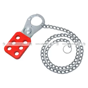 Vinyl Coated Small Lockout Hasp with Zinc Finish and 24-inch Zinc Plated Metal Chain for Lockout Tagout by E-Square Alliance
