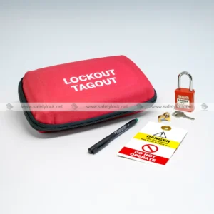 electrical lockout kit in a hard shell zip pouch