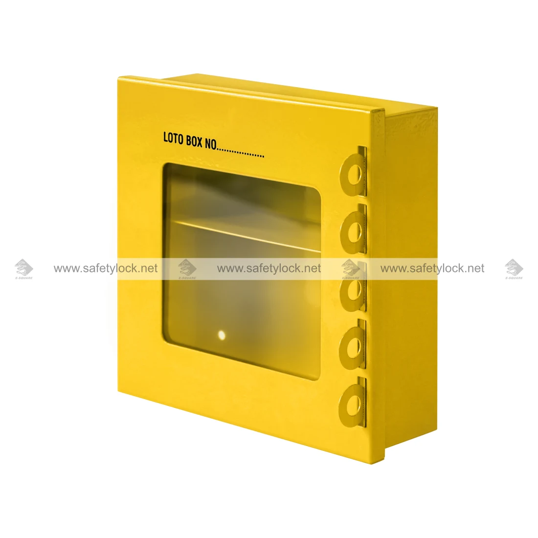 Yellow Group Lock Mini Box with 5 Lock Provisions for Industrial Lockout Tagout Safety, Group Lockout Procedures, and Energy Isolation by E-Square Alliance