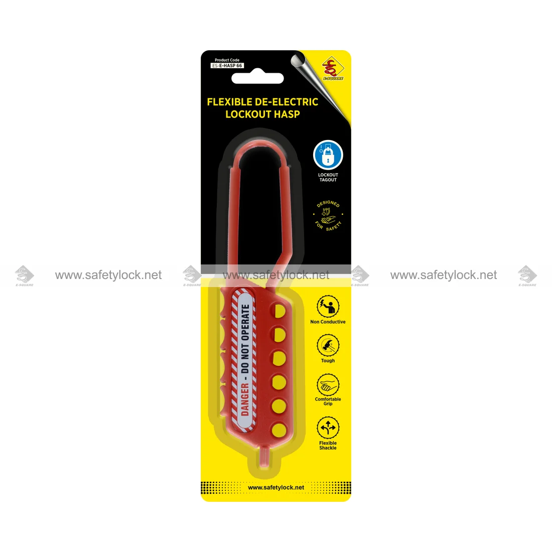 di-electric lockout safety hasp 6 holes in blister packaging