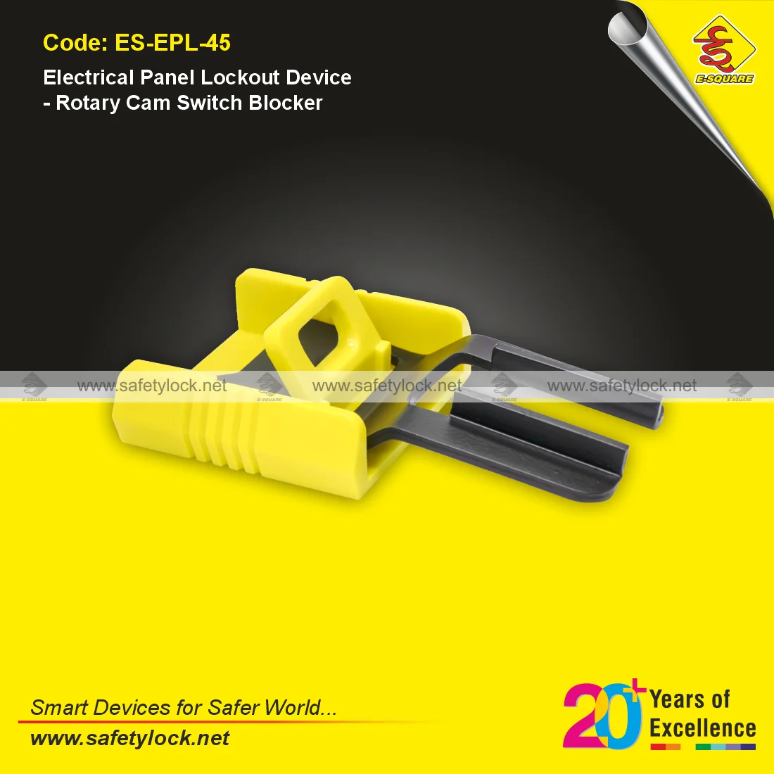 electrical panel lockout device yellow and black